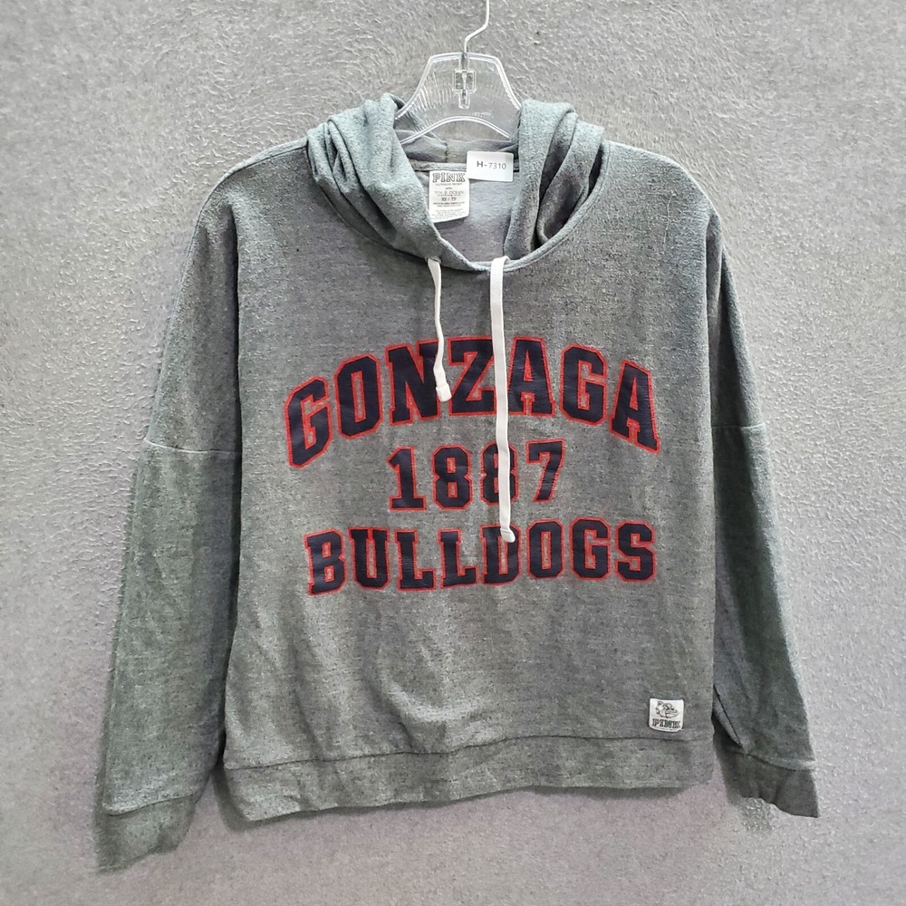 Pink Gonzaga Victoria's Secret‎ Women Sweatshirt XS Gray Hoodie 1887 Bulldogs